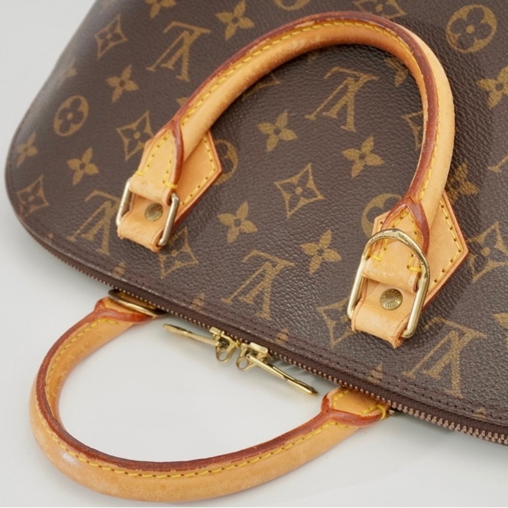 Louis Vuitton Monogram Alma Handbag - Brown & Tan Leather - Picture 12 of 16